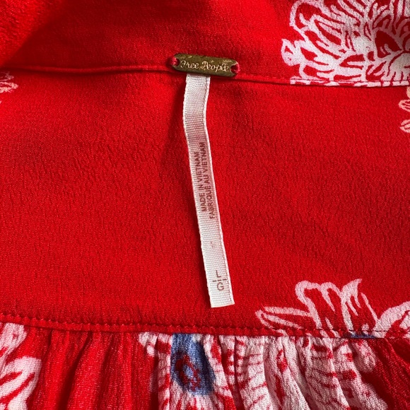 Free People Blue Hawaii Red Floral Print Mini Dress Size Large. - Picture 7 of 9